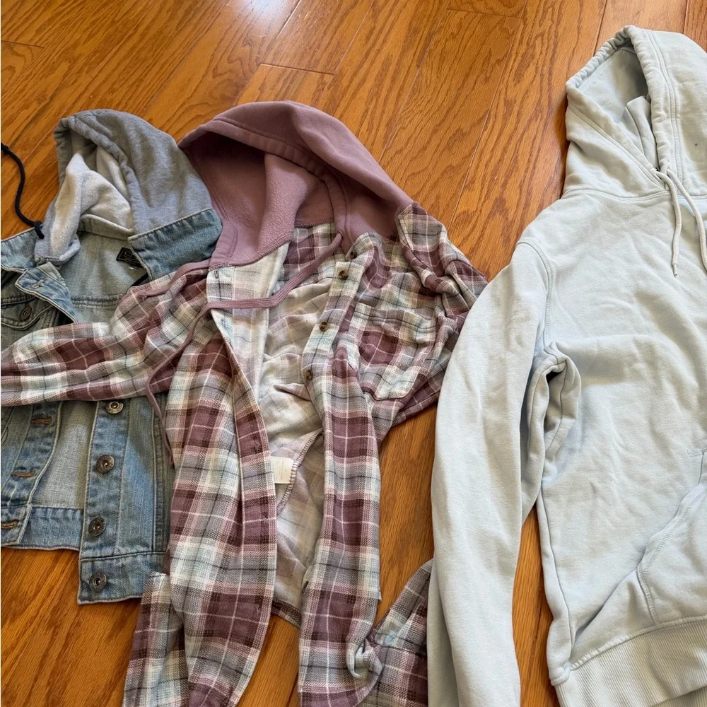 Lot of 3 women’s assorted mix Stylish Denim and Plaid Jacket Set medium m - Picture 5 of 6